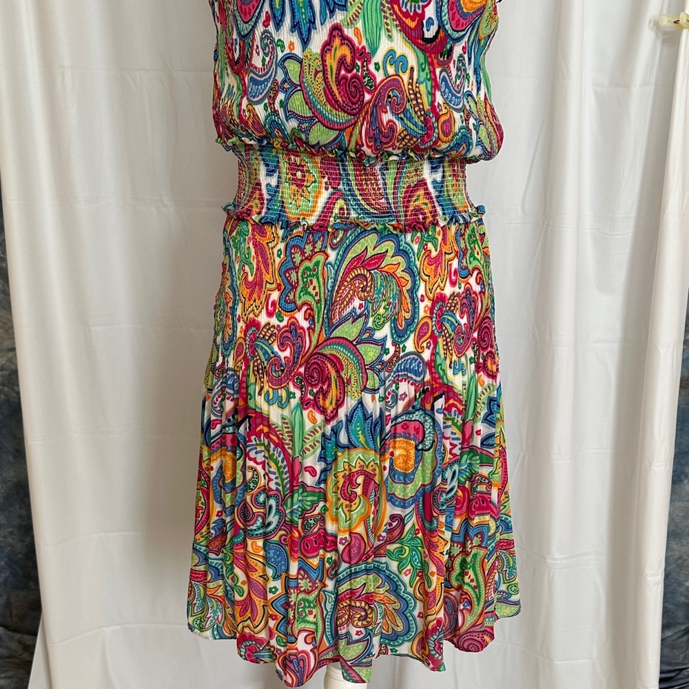 Ninety Multicolor Paisley Midi Dress Sz S - Picture 3 of 9